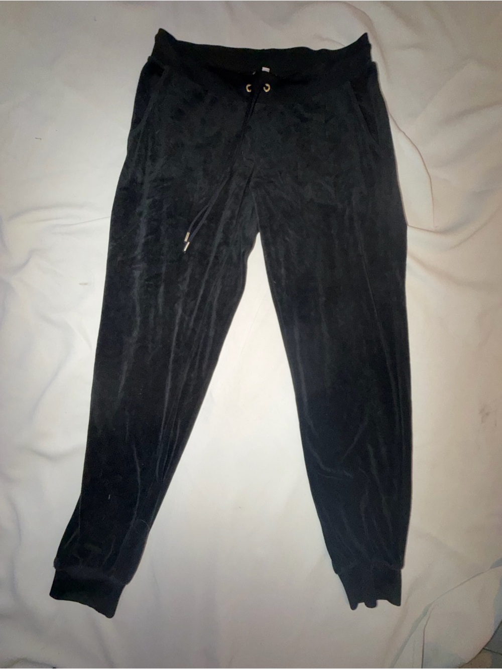 Juicy Couture Black Velour Sweatpants with Pink Tag